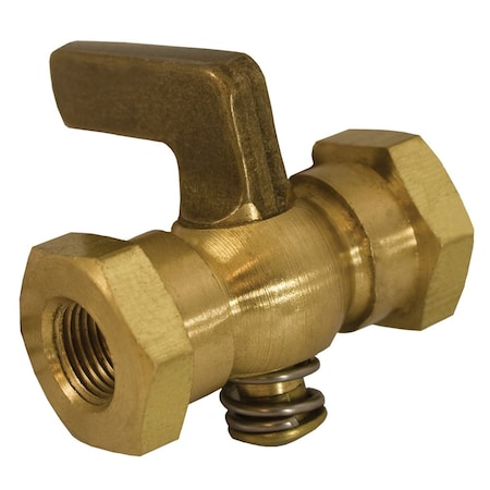 1/8 In. X 1/8 In. Satin Brass Air Cock Female X Female, Lever Handle, Hex Shoulder